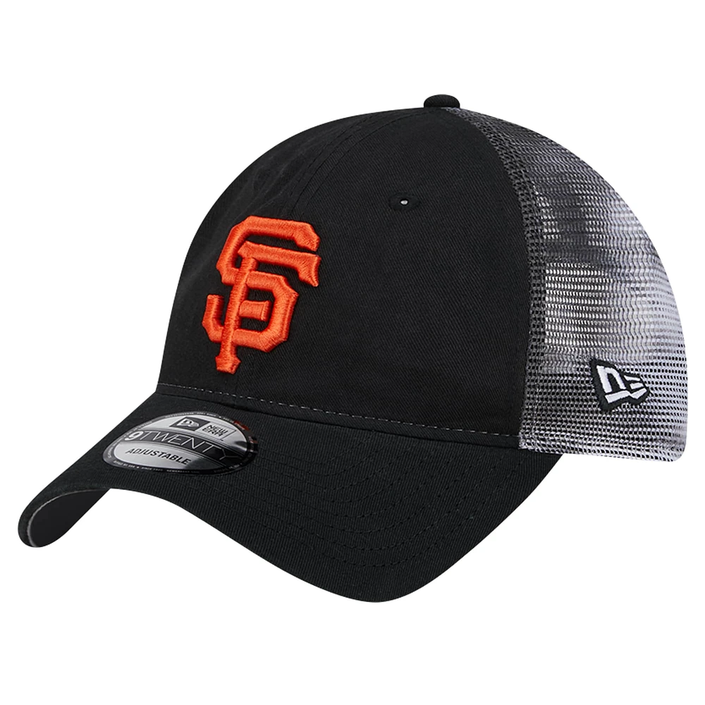 Men's New Era Black San Francisco Giants Team Slick Trucker 9TWENTY Adjustable Hat