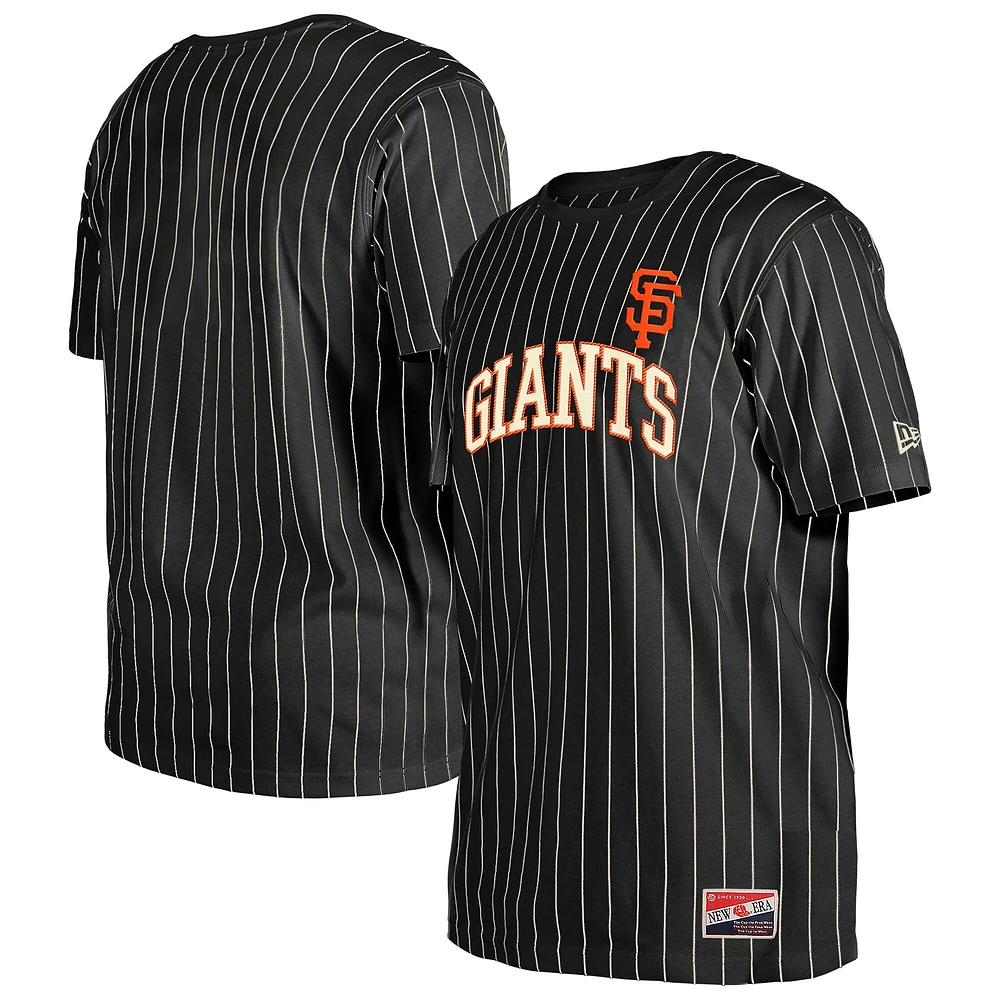 Men's New Era Black San Francisco Giants Throwback Pinstripe T-Shirt