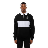 Men's New Era Black San Francisco Giants Throwback Prep Colorblock Rugby Polo