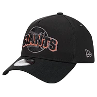 Casquette réglable ton sur ton Pop 9FORTY A-Frame New Era pour hommes, noire, San Francisco Giants