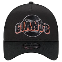 Casquette réglable ton sur ton Pop 9FORTY A-Frame New Era pour hommes, noire, San Francisco Giants