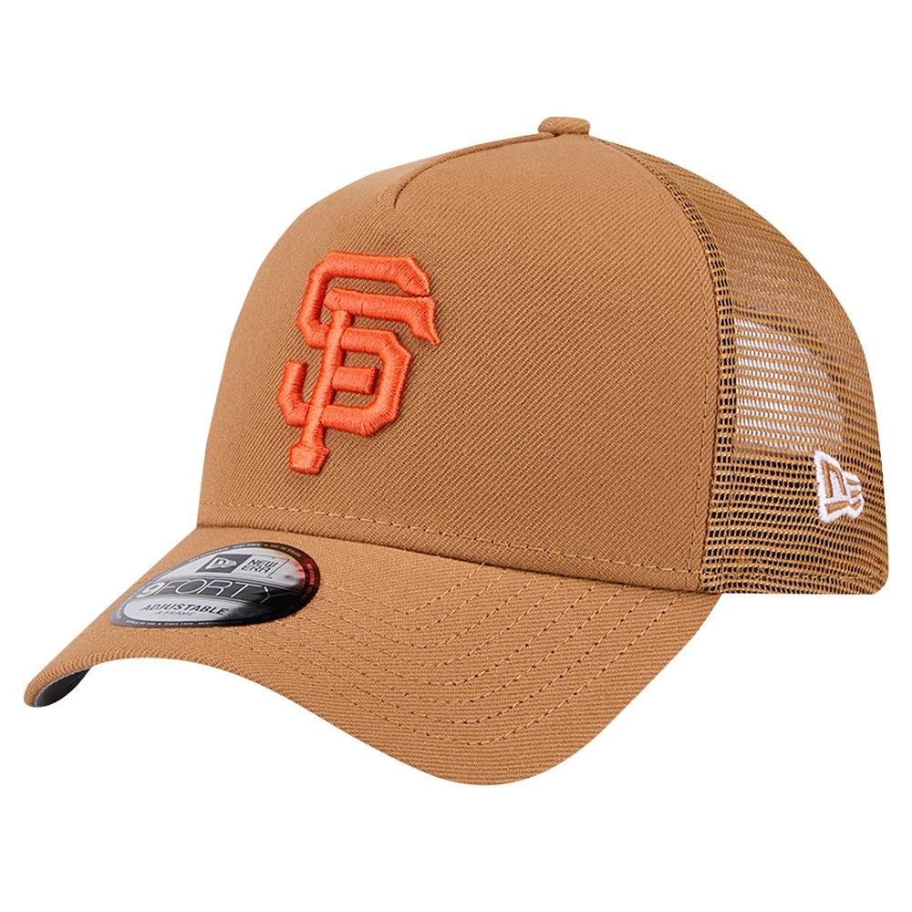 Men's New Era Brown San Francisco Giants A-Frame Trucker 9FORTY Adjustable Hat