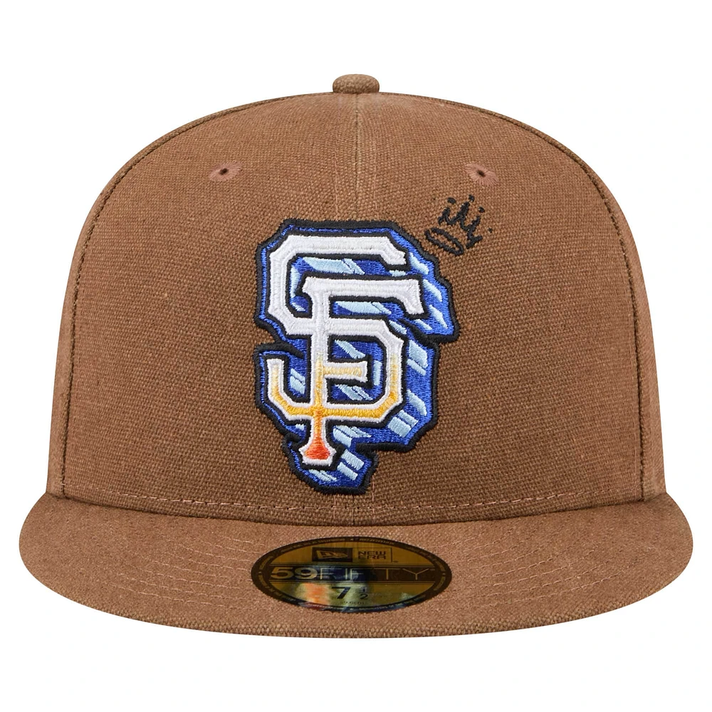 Men's New Era  Brown San Francisco Giants Logo Scribble 59FIFTY Fitted Hat