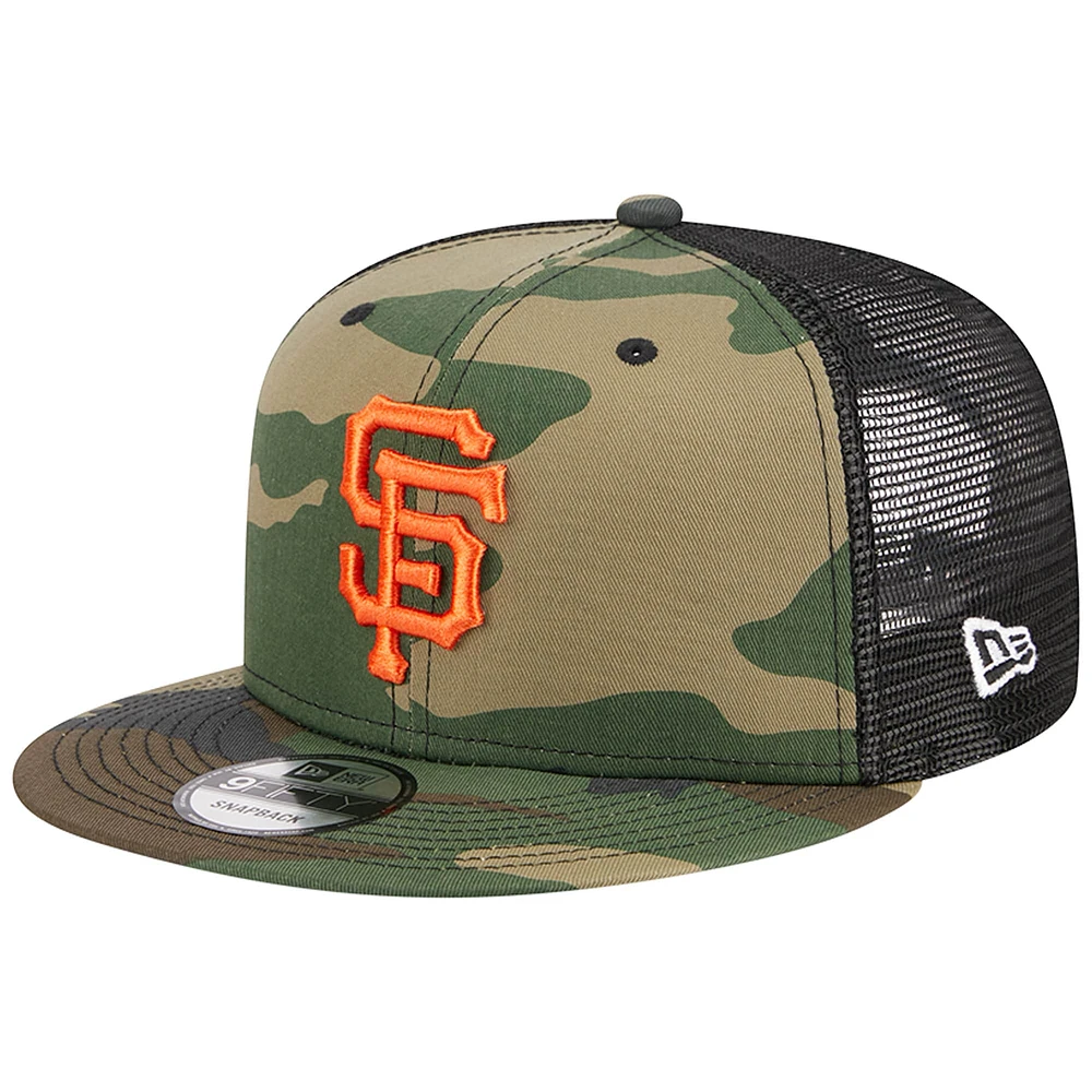 Men's New Era Camo San Francisco Giants Woodland Camo Trucker 9FIFTY Snapback Hat