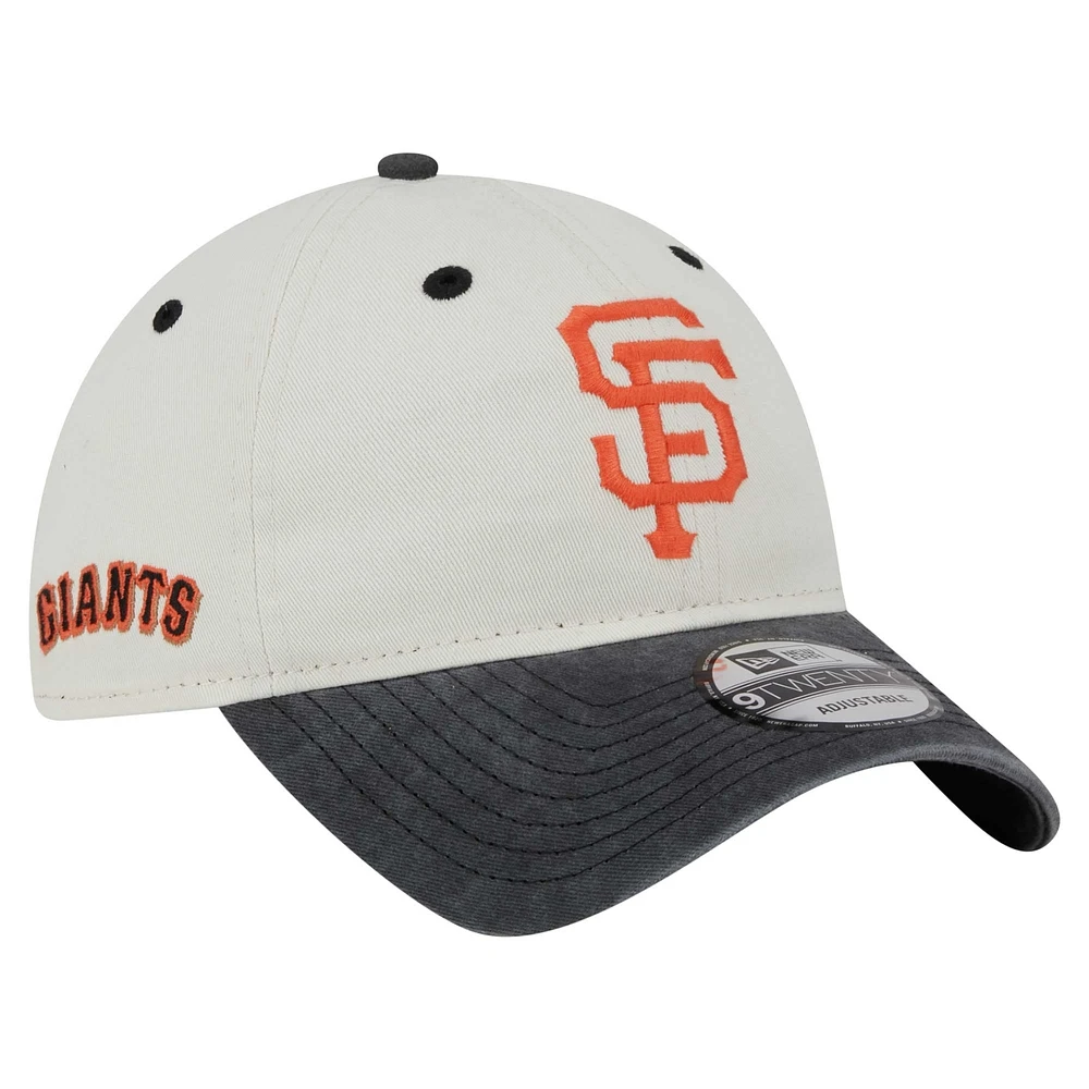 Men's New Era  Cream/Black San Francisco Giants Classic Sidescript 9TWENTY Adjustable Hat