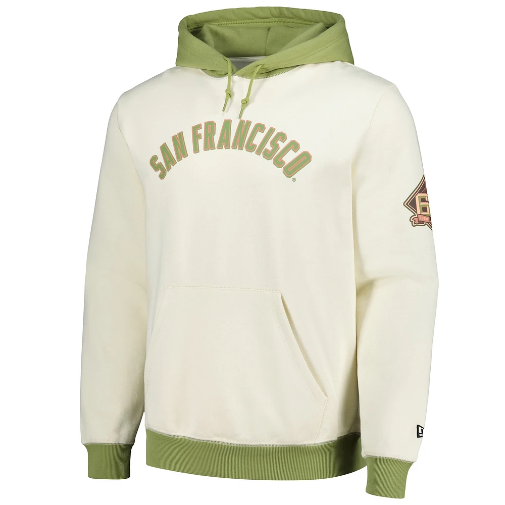 Men's New Era Cream/Green San Francisco Giants Color Pop Pullover Hoodie