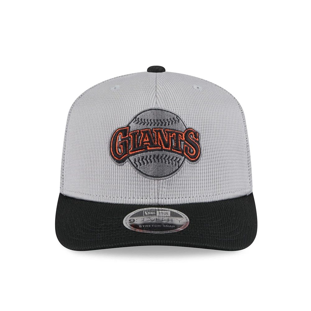 Men's New Era /Black San Francisco Giants 2025 Batting Practice 9SEVENTY Stretch-Snap Trucker Hat