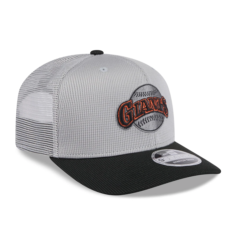 Men's New Era /Black San Francisco Giants 2025 Batting Practice 9SEVENTY Stretch-Snap Trucker Hat