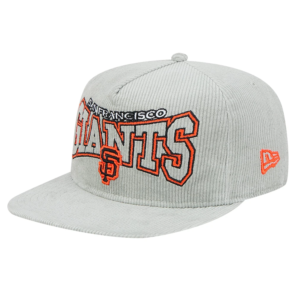 Casquette snapback en velours côtelé San Francisco Giants grise New Era pour homme