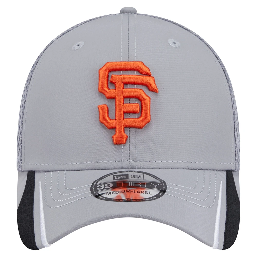 Men's New Era  Gray San Francisco Giants Linear 39THIRTY Flex-Fit Hat