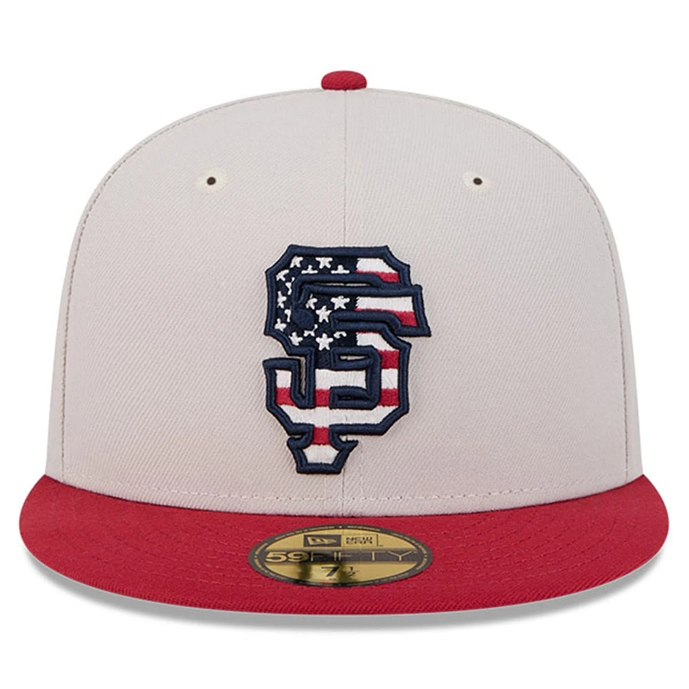 Men's New Era  Khaki/Red San Francisco Giants 2024 Fourth of July 59FIFTY Fitted Hat