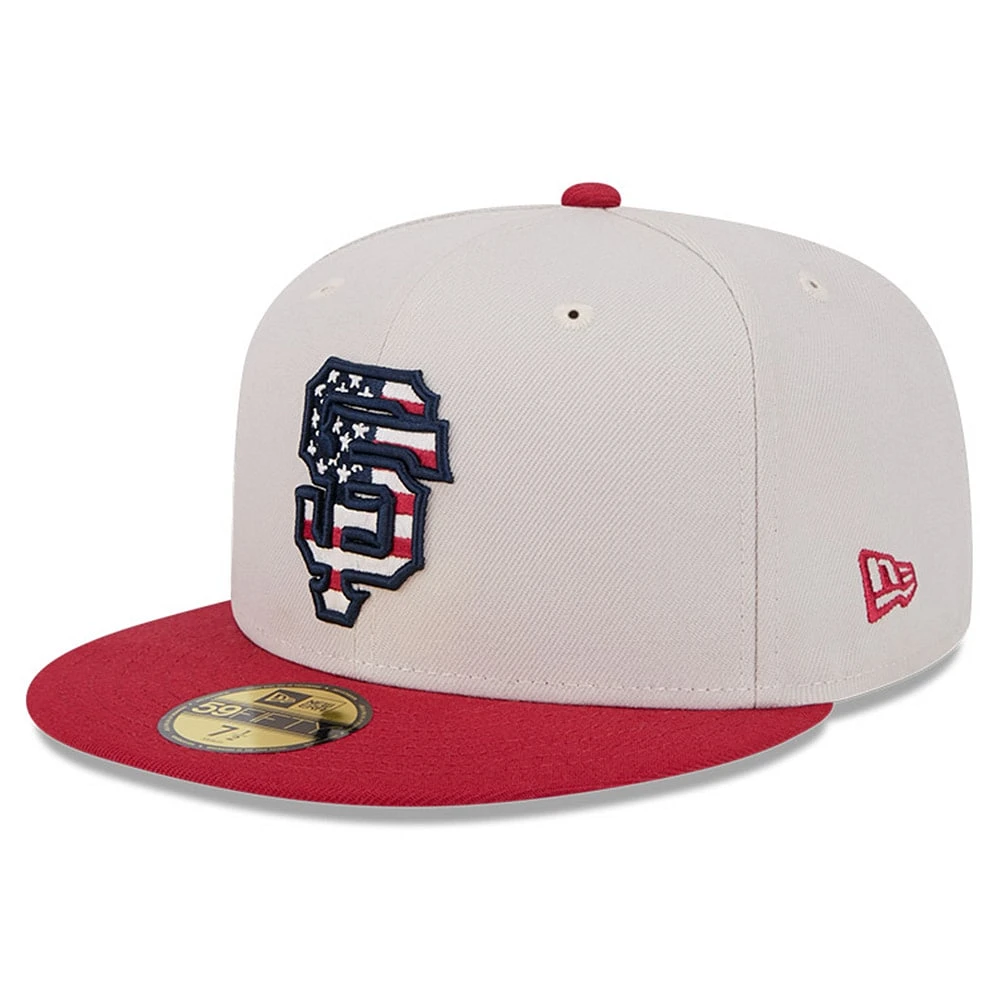 Men's New Era  Khaki/Red San Francisco Giants 2024 Fourth of July 59FIFTY Fitted Hat