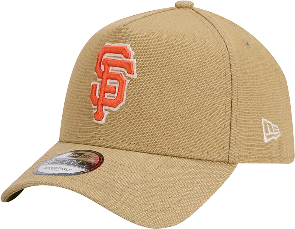 Men's New Era Khaki San Francisco Giants Logo Essentials 9FORTY A-Frame Adjustable Hat