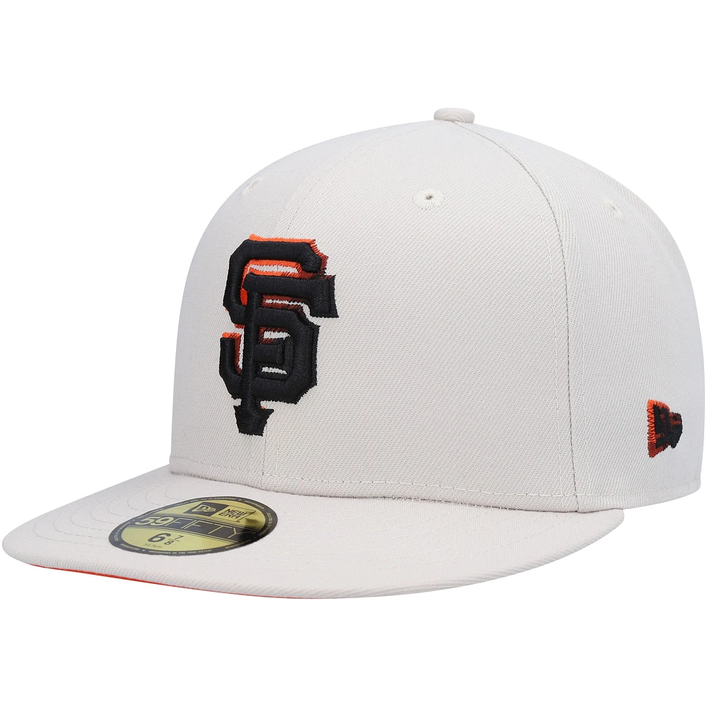 Men's New Era Khaki San Francisco Giants Stone Dim Undervisor 59FIFTY Fitted Hat