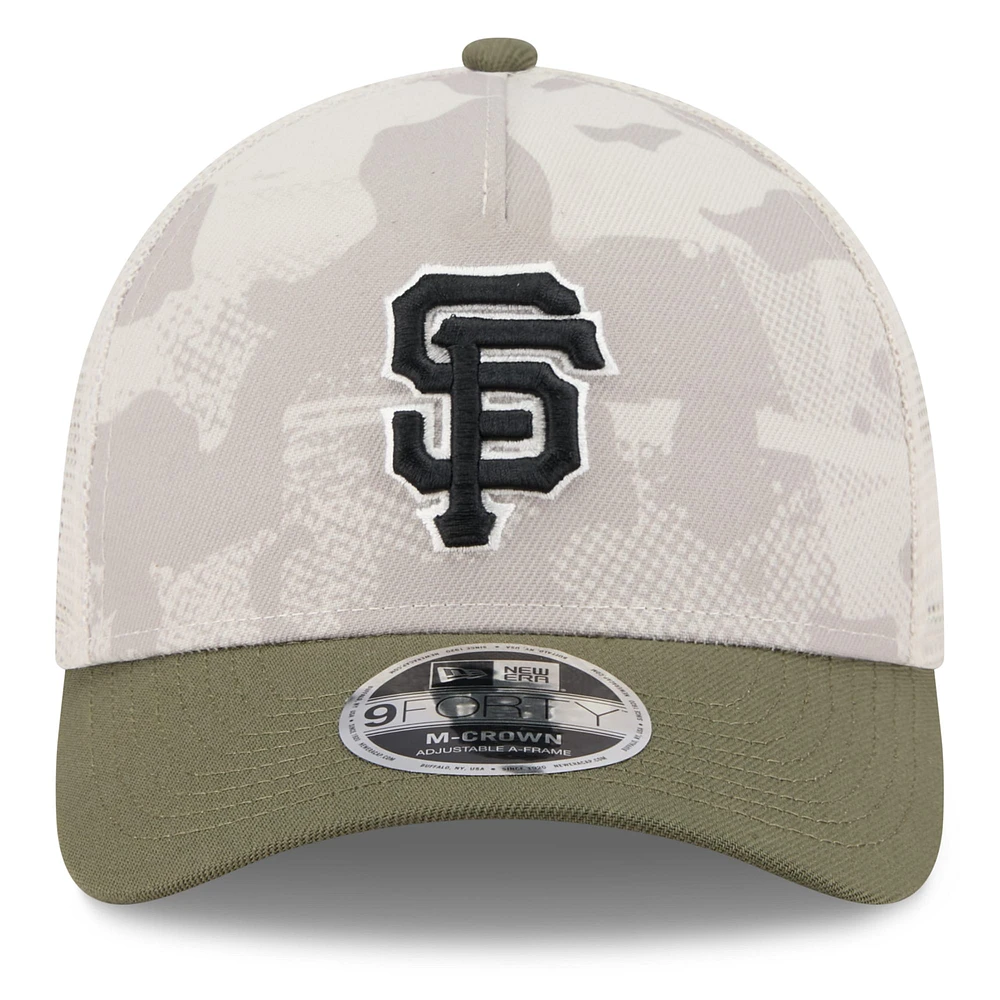 Casquette ajustable New Era 9FORTY M-Crown A-Frame beige clair/olive pour homme