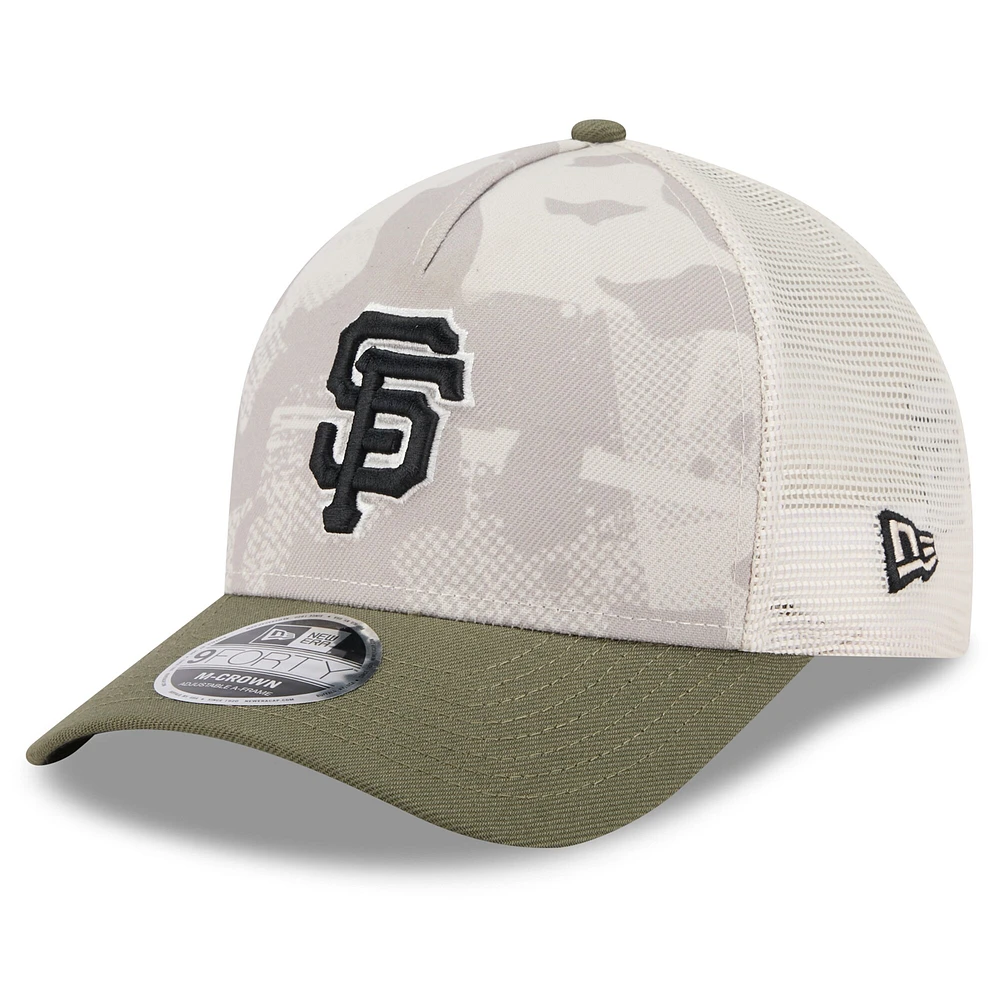Casquette ajustable New Era 9FORTY M-Crown A-Frame beige clair/olive pour homme
