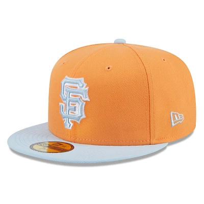 Casquette ajustée bicolore basique 59FIFTY de couleur printanière des Giants San Francisco New Era orange/bleu clair pour hommes