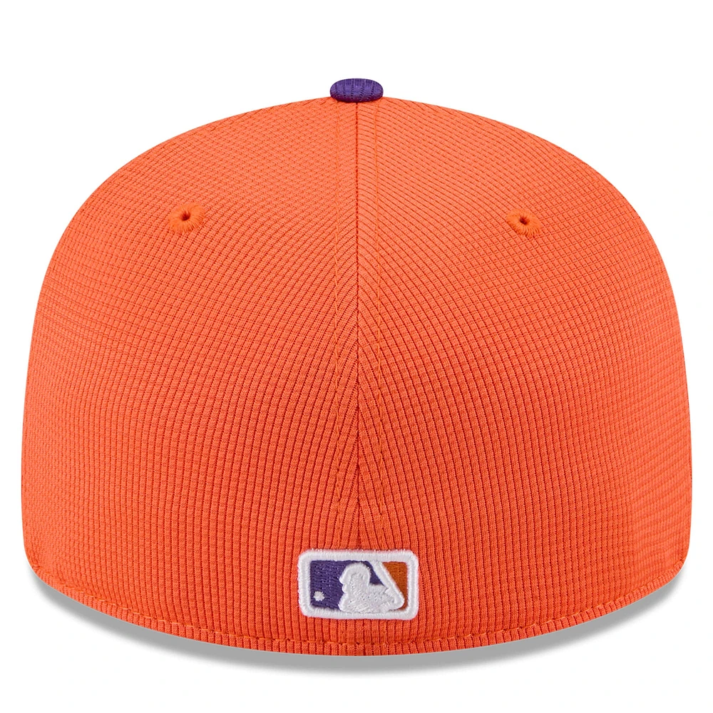 Casquette d'entraînement au bâton City Connect 59FIFTY orange/violet New Era pour homme des Giants de San Francisco 2025