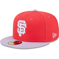Casquette ajustée 59FIFTY bicolore printanière des Giants de San Francisco New Era pour homme, rouge/lavande