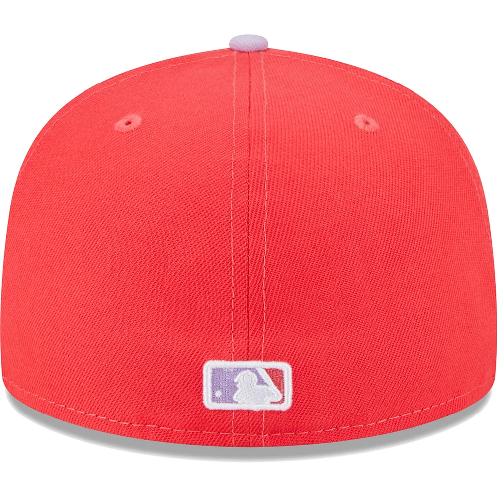 Casquette ajustée 59FIFTY bicolore printanière des Giants de San Francisco New Era pour homme, rouge/lavande
