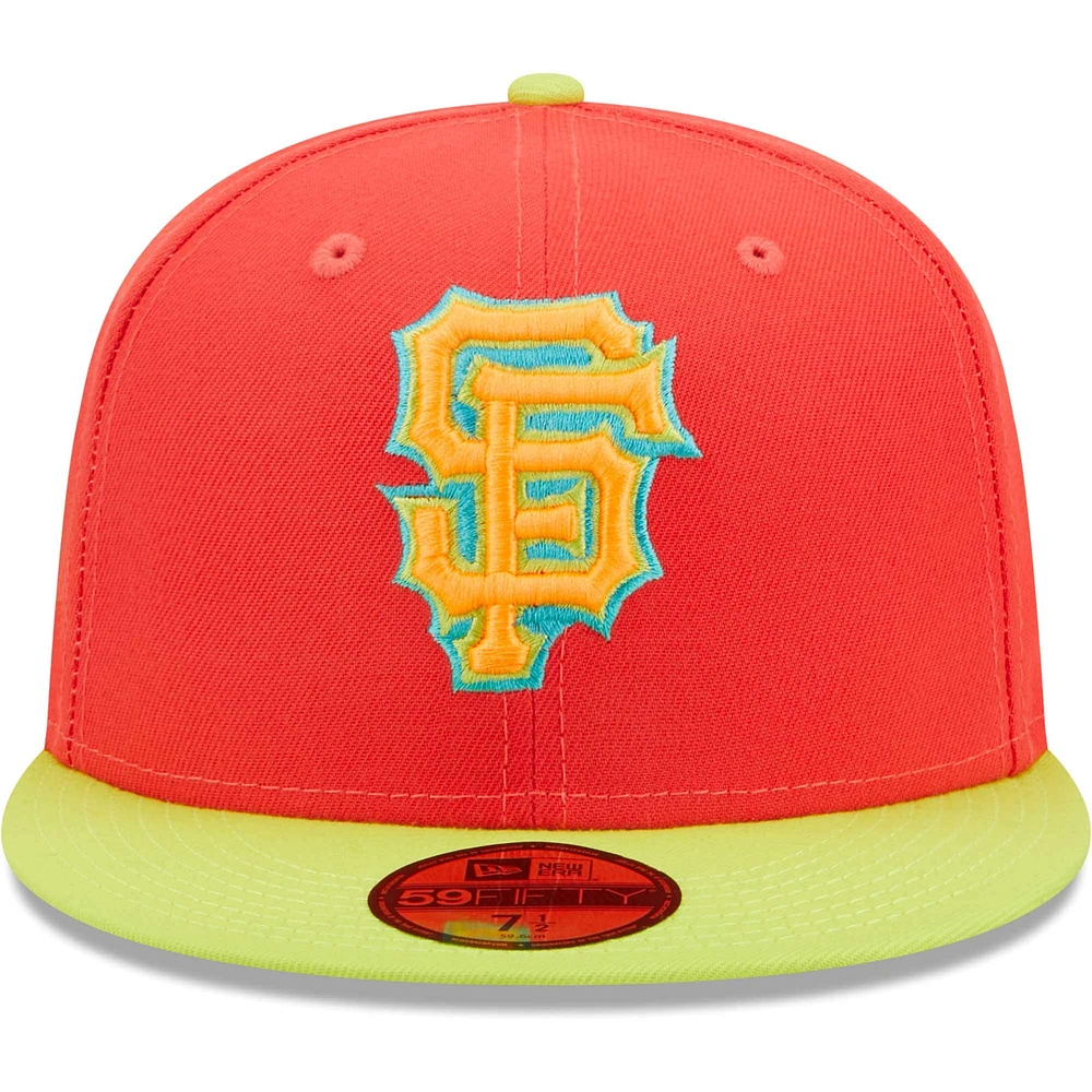 Men's New Era Red/Neon Green San Francisco Giants  Lava Highlighter Combo 59FIFTY Fitted Hat