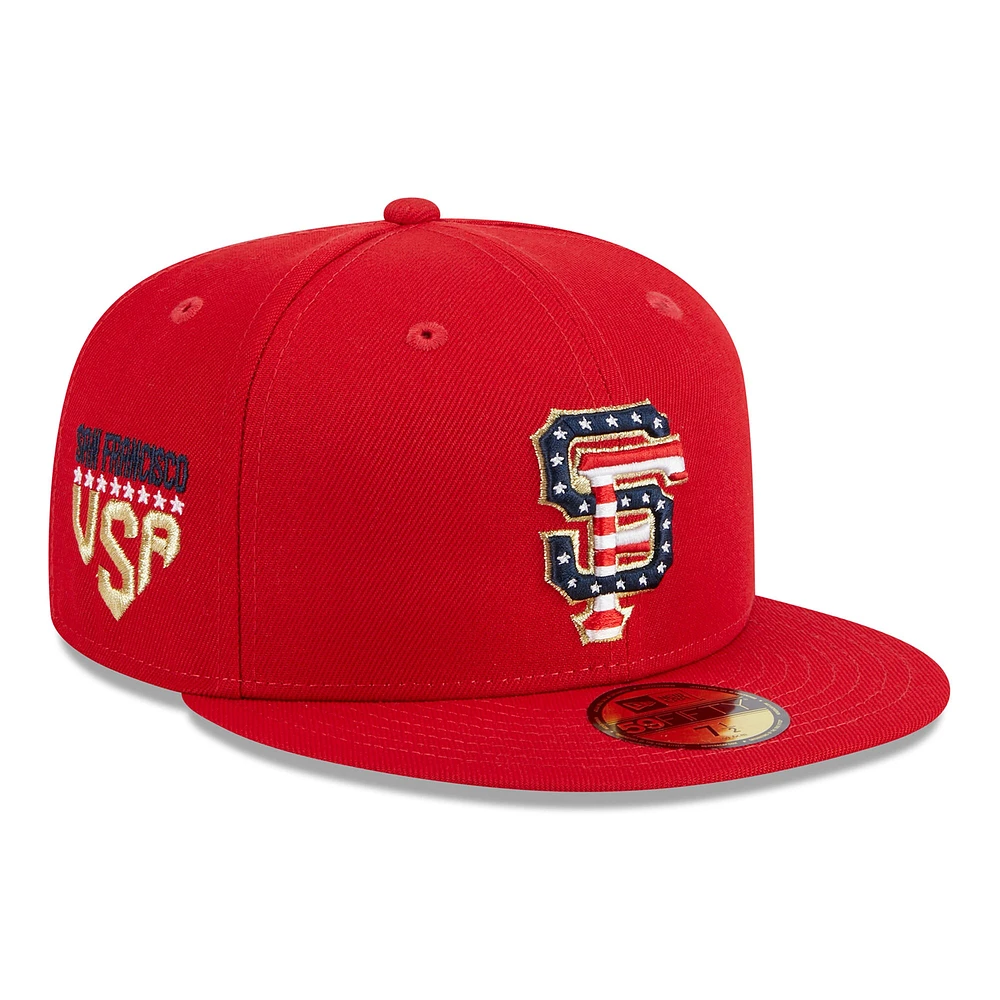 Casquette ajustée New Era San Francisco Giants 2023 Fourth of July 59FIFTY rouge pour homme