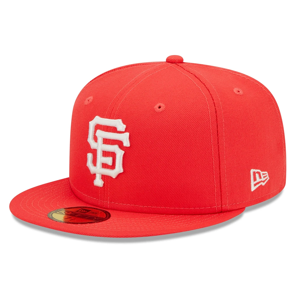 Men's New Era Red San Francisco Giants Lava Highlighter Logo 59FIFTY Fitted Hat