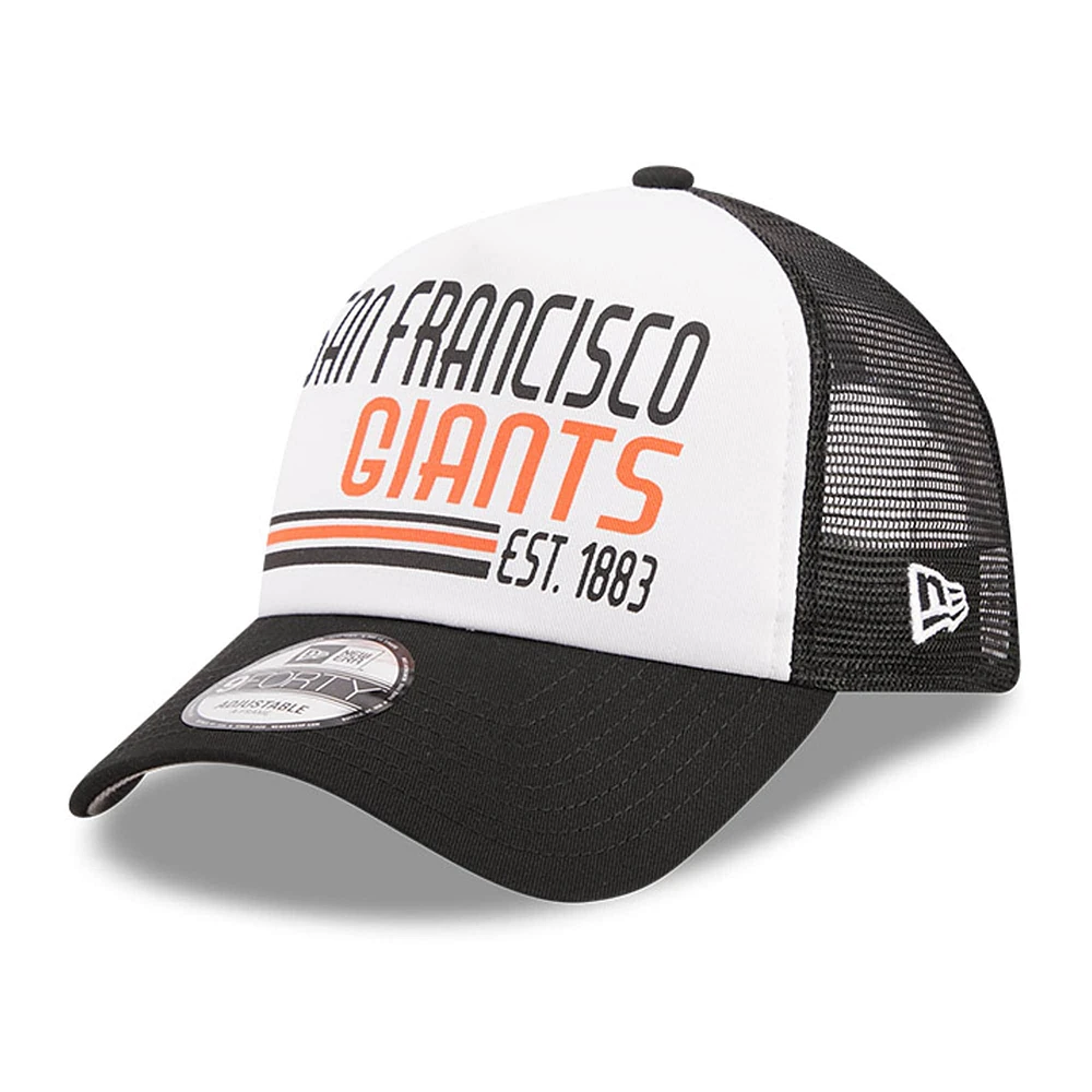 Men's New Era White/Black San Francisco Giants Stacked A-Frame Trucker 9FORTY Adjustable Hat