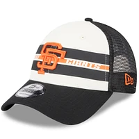 Men's New Era White/Black San Francisco Giants Team Stripe Trucker 9FORTY Snapback Hat