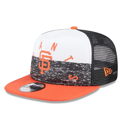 Men's New Era White/Orange San Francisco Giants Team Foam Front A-Frame Trucker 9FIFTY Snapback Hat