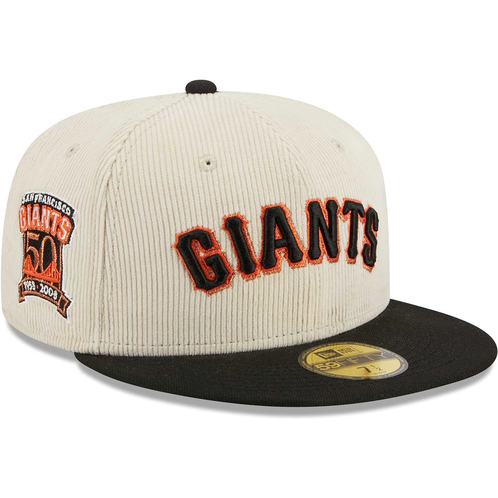 Casquette ajustée classique 59FIFTY en velours côtelé blanc San Francisco Giants New Era pour hommes