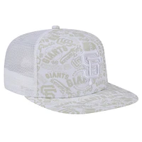 Men's New Era White San Francisco Giants Logo Dunes A-Frame Trucker 9FIFTY Snapback Hat