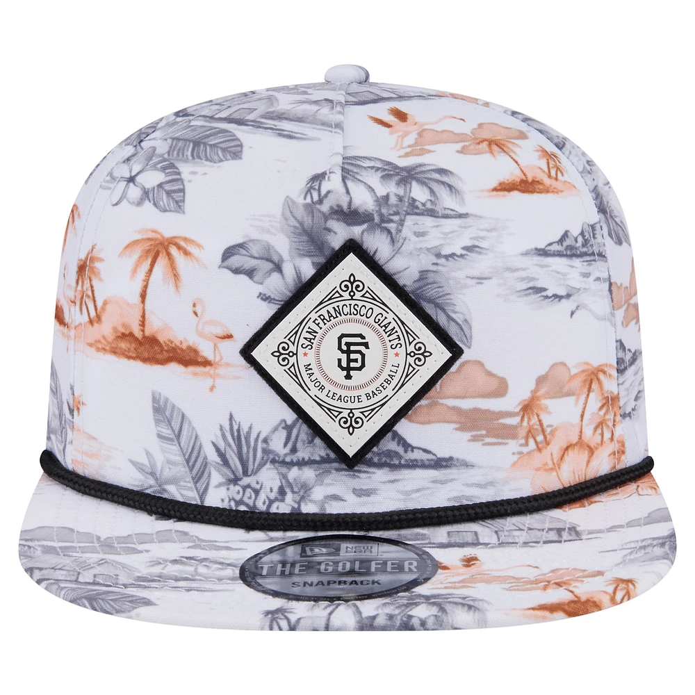Men's New Era White San Francisco Giants Printed Island Golfer Snapback Hat