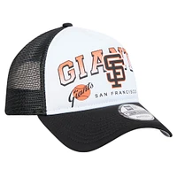 Men's New Era White San Francisco Giants Retro Wordmark 9FORTY A-Frame Trucker Adjustable Hat