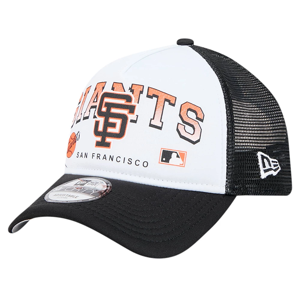 Men's New Era White San Francisco Giants Retro Wordmark 9FORTY A-Frame Trucker Adjustable Hat