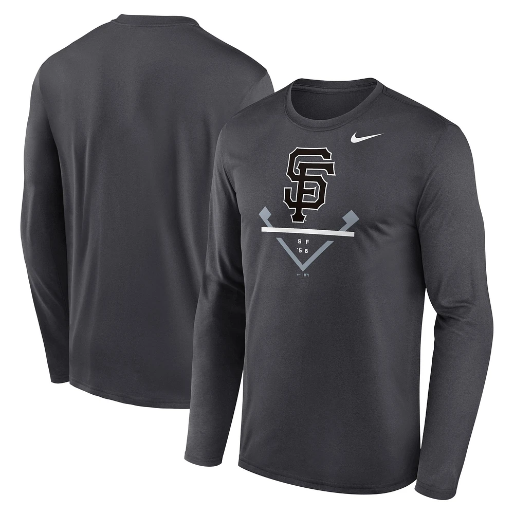 T-shirt à manches longues Nike Icon Legend Performance des Giants de San Francisco pour homme, anthracite