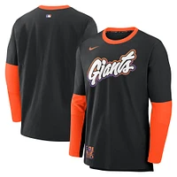 T-shirt Nike noir à manches longues City Connect Authentic Collection 2025 des Giants de San Francisco pour homme, léger et performant, en mélange tri-couche.