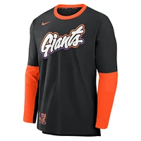 T-shirt Nike noir à manches longues City Connect Authentic Collection 2025 des Giants de San Francisco pour homme, léger et performant, en mélange tri-couche.