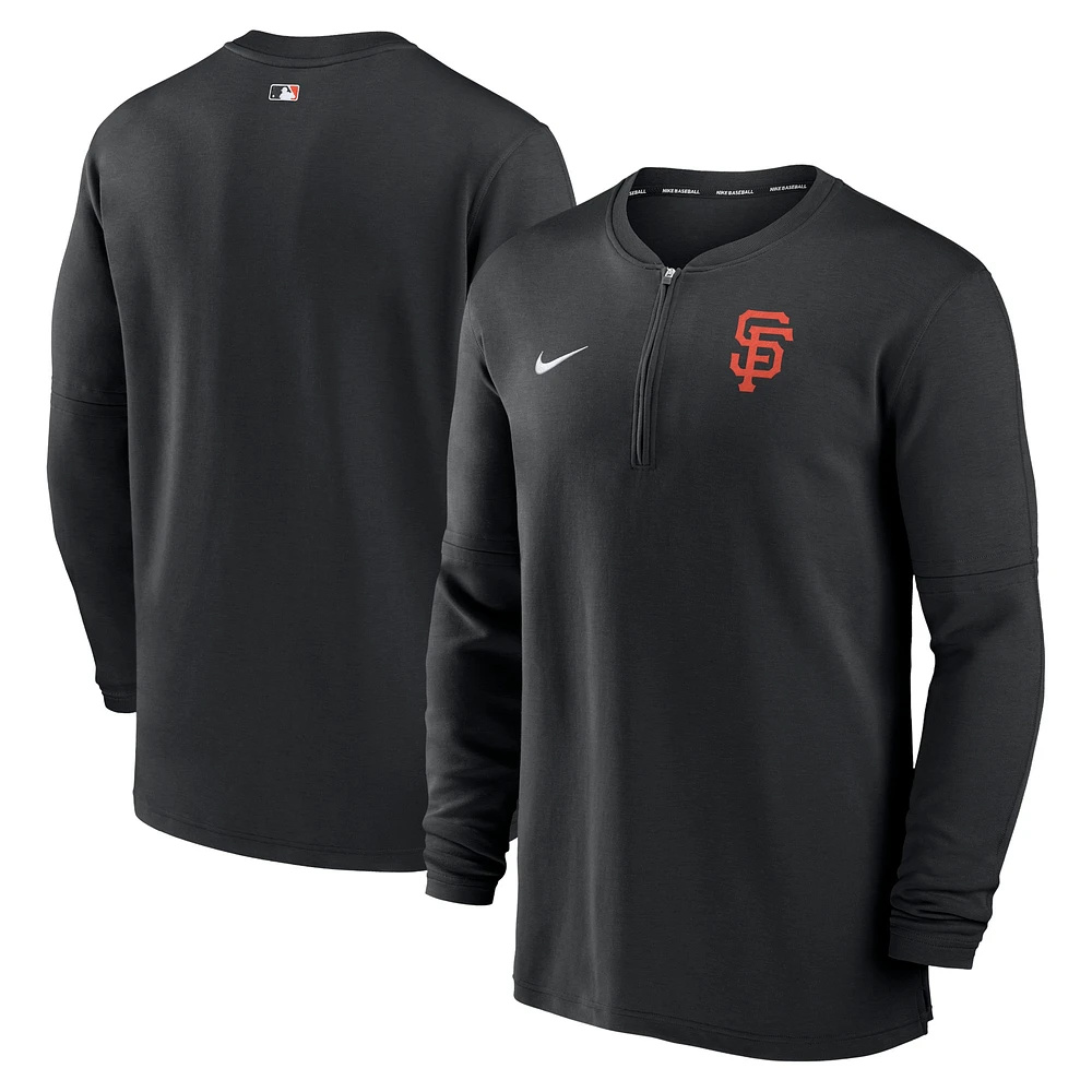 Haut à quart de zip Nike pour homme, collection authentique des Giants San Francisco, Game Time Performance, noir