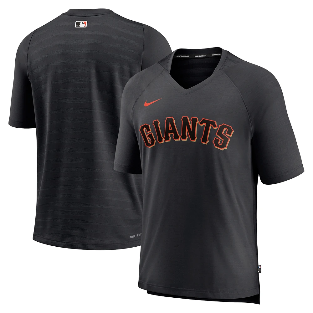 Men's Nike Black San Francisco Giants Authentic Collection Pregame Raglan Performance V-Neck T-Shirt