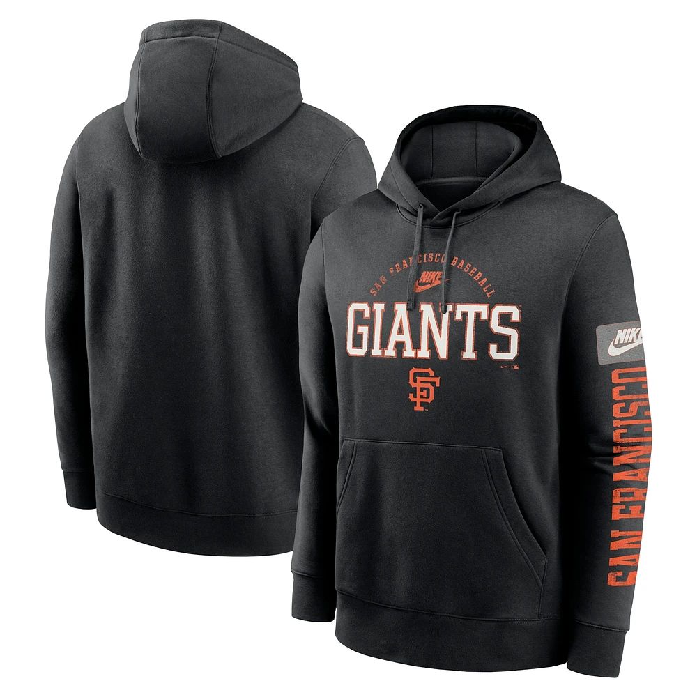 Sweat à capuche en polaire Nike pour hommes, San Francisco Giants, Cooperstown Collection Splitter Club, noir