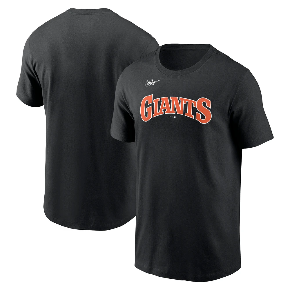 T-shirt Nike noir pour hommes des Giants de San Francisco Cooperstown avec le mot-symbole