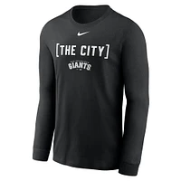 T-shirt à manches longues Nike noir pour homme avec surnom local des Giants de San Francisco