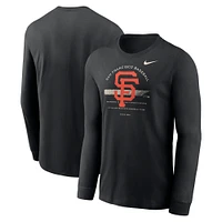 T-shirt à manches longues Nike San Francisco Giants Over Arch Performance pour homme, noir