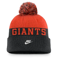 Bonnet en tricot à revers Nike pour hommes, noir, San Francisco Giants Rewind Peak avec pompon