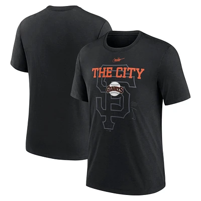 T-shirt Nike San Francisco Giants Rewind Retro Tri-Blend noir pour homme