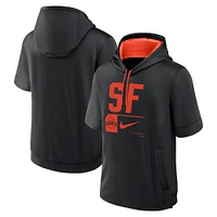 Sweat à capuche manches courtes Nike noir San Francisco Giants Tri Code Lockup pour homme