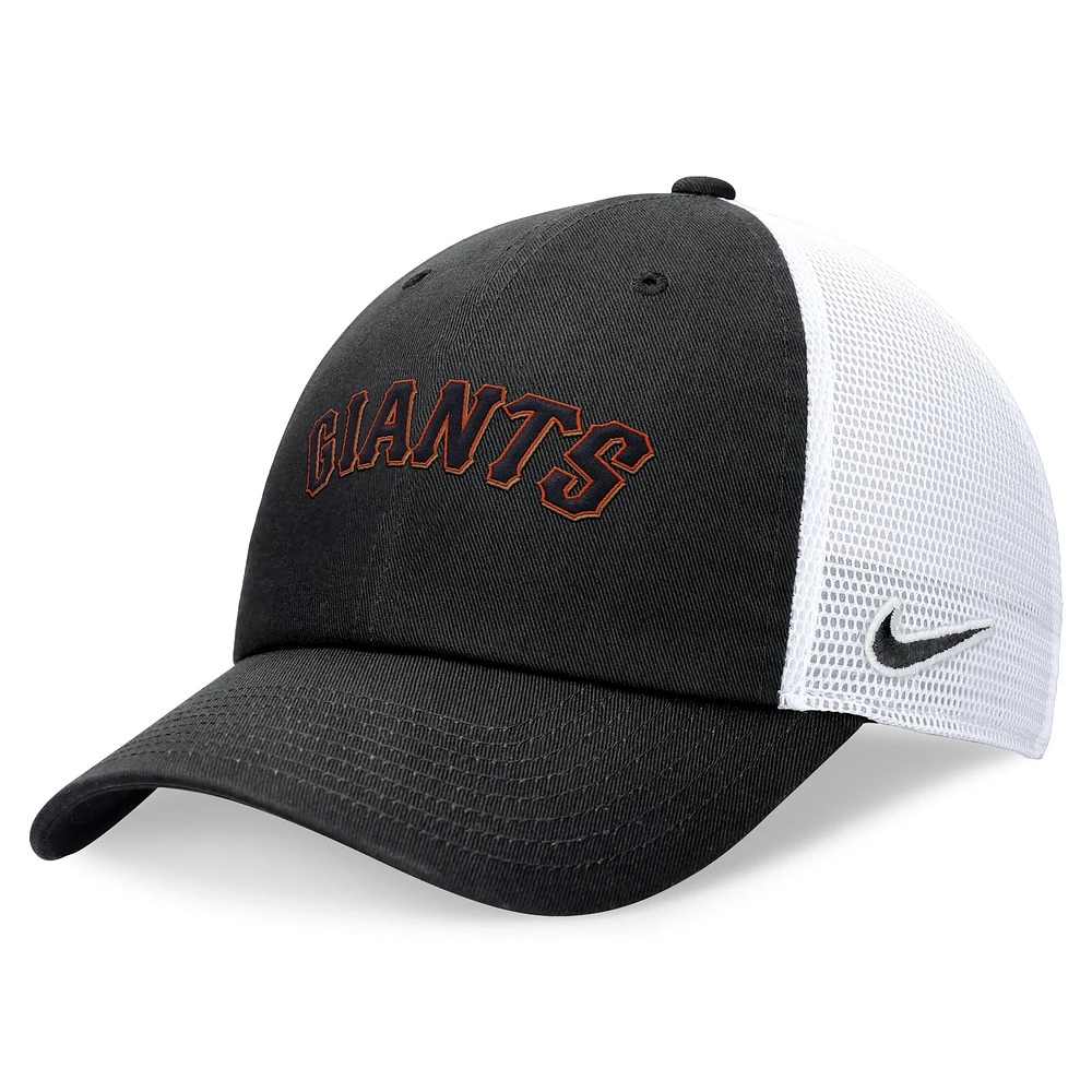 Men's Nike Black San Francisco Giants Wordmark Adjustable Trucker Hat