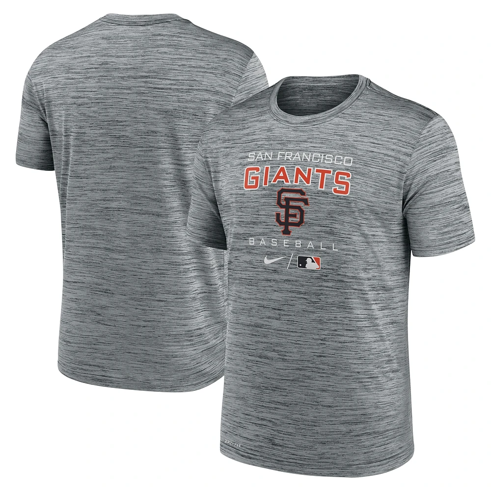 T-shirt d'entraînement Velocity Collection Authentic pour homme Nike San Francisco Giants gris anthracite