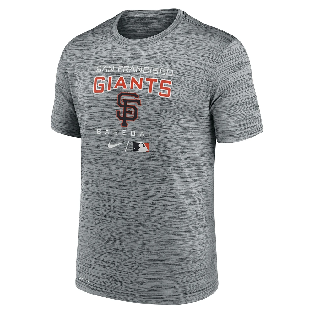 T-shirt d'entraînement Velocity Collection Authentic pour homme Nike San Francisco Giants gris anthracite